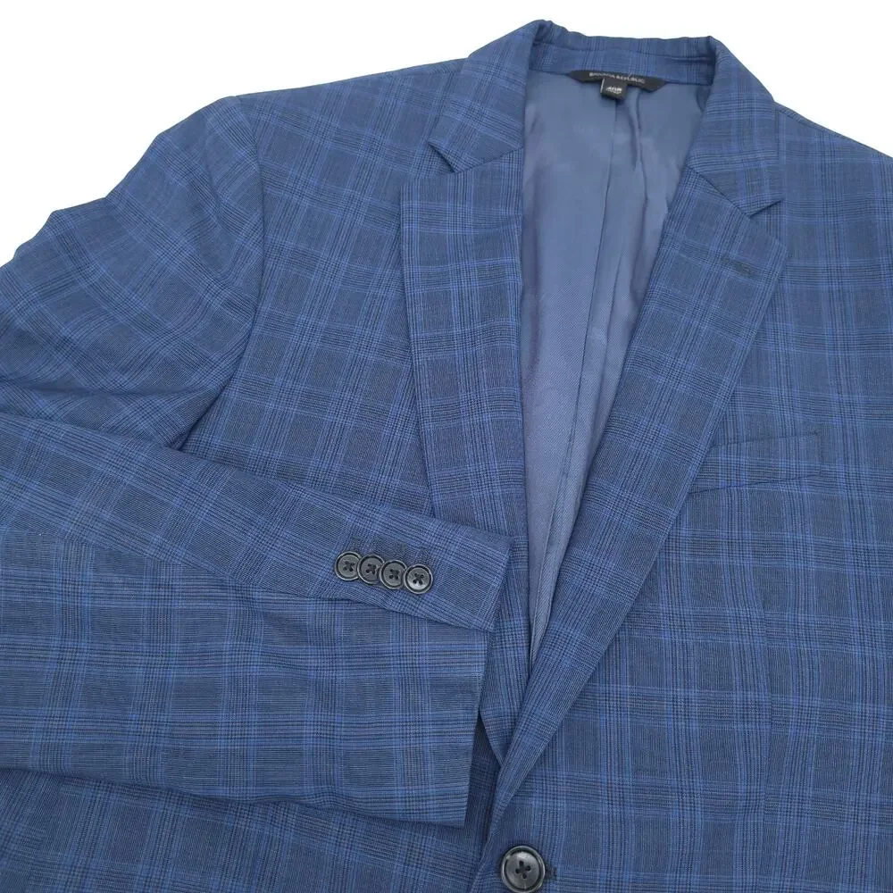 Banana Republic Marzotto Slim Fit Sport Coat Blazer 40R Blue Plaid Wool